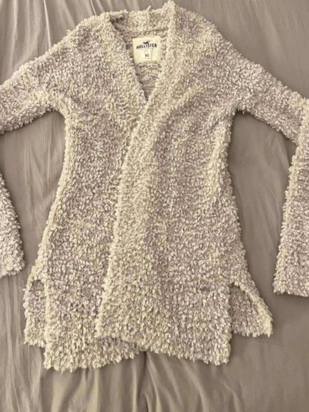 Hollister Beige Bouclé Open-Front Cardigan - Picture 3 of 4